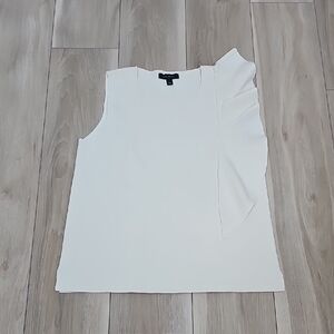 Vintage Ann Taylor White Ruffle Detail Tank Top